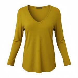 Adrianna Papell Mustard Longline Waffle Knit Top Y2K Boho